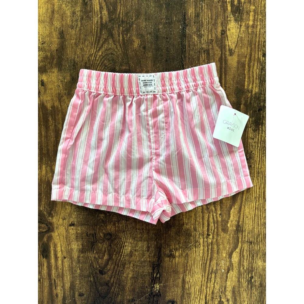 Grayson Mini Pink White Striped Cotton Shorts Toddler Girls Size 2T NWT